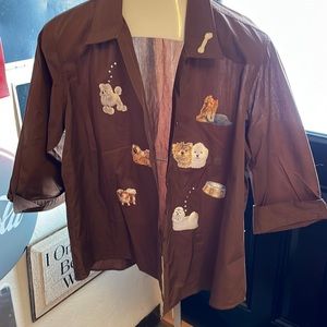 New Tia Size Large Button Up Dog Lovers Shirt